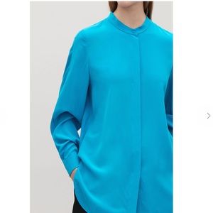 COS 100% silk band collared blouse